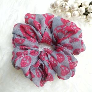 8 for $15 * XL Gray/Pink Skull Scrunchie